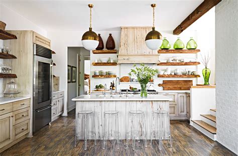 rustic white washed kitchen cabinets